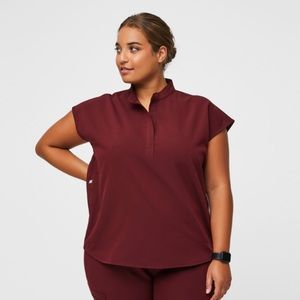 FIGS Rafaela oversized scrub top - burgundy